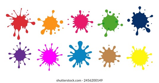 Vector set of colored blots on the white background