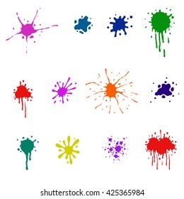 Vector set of colored blots on the white background