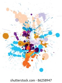 Vector set of colored blots on the white background