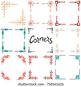 Vector set of colored corners and frames  in the nordic style.