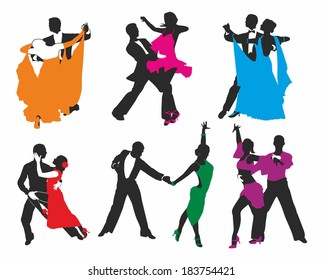 vector set of colored dancing couples