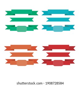 Vector set of colored flat ribbons, set of ribbons on a white background	