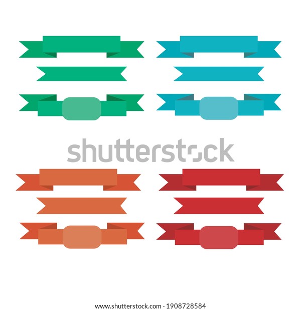 Vector set of colored flat ribbons, set of\
ribbons on a white\
background	