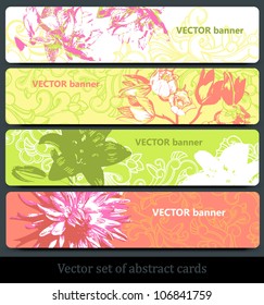 vector set of colored floral banners