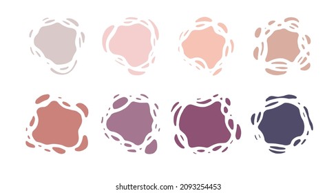 Vector set of colored frames templates with abstract organic wavy lines on white background. Rounded shape. Illustration for mobile apps, social media, templates, designs, posters and advertisements.