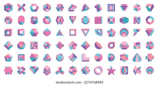 Vector set. Colored geometric shapes. Minimalist modern forms. Abstract logo symbols. Collection of
modern geometric icons.
