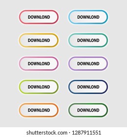 Vector set of colored gradient web buttons.Modern material style buttons.