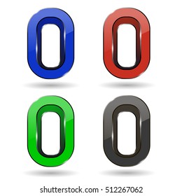 Vector Set of Colored Icons Isolated on White Background. Letter o