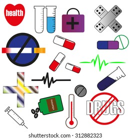 vector set of colored icons medical