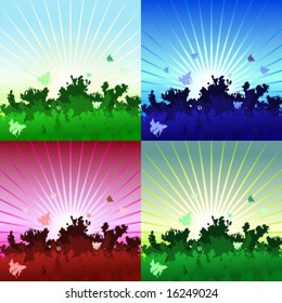 Vector set of colored landscapes