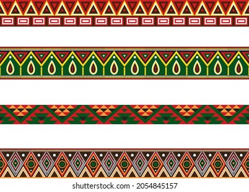 Vector set of colored Native American national borders. frames in the style of the Aztecs, Mayans, Incas
