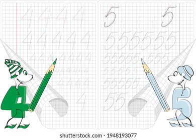 vector set of colored numbers with funny faces and beanies . sample