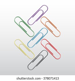 Vector Set of Colored Paper Clips Isolated on White Background