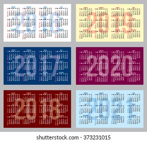 vector set of colored patterns with calendars of different years