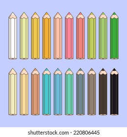 Vector set of colored pencils
