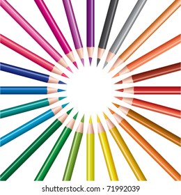 vector set of colored pencils