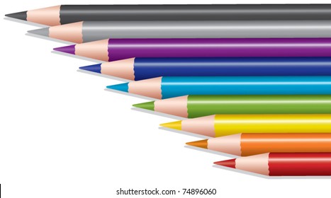 vector set of colored pencils