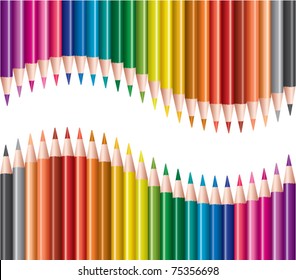 vector set of colored pencils