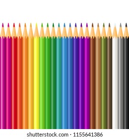 vector set of colored pencils on white background