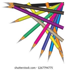 Vector set of colored pencils on white background. Vector illustration