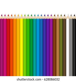 vector set of colored pencils on white background