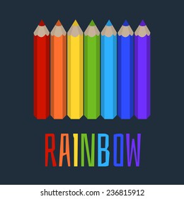 Vector set of colored pencils, the rainbow of colored pencils