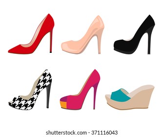 Set Different Types Womens Shoes Silhouette Stock Vector (Royalty Free)  432591958