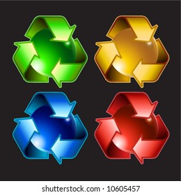 Vector set of colored recycle symbols