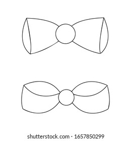 vector set colored ribbon accessory to birthday and holiday. black bows. Sketch bow accessories hand drawn doodles tied ribbons.