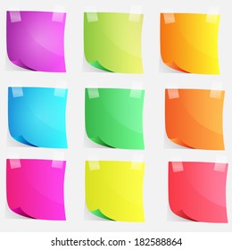 vector set of colored sheets for notes on a sticky paper