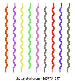 Vector Set of Colored Shoelace Isolated on White Background.