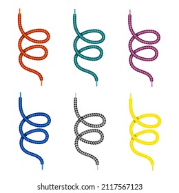 Vector Set of Colored Shoelace Isolated on White Background.