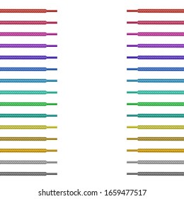 Vector Set of Colored Shoelace on White Background.
