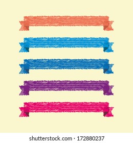 vector set of colored sketch hand drawn ribbons for infographics