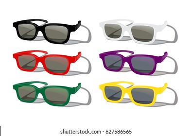 Vector set of colored sunglasses isolated on white.