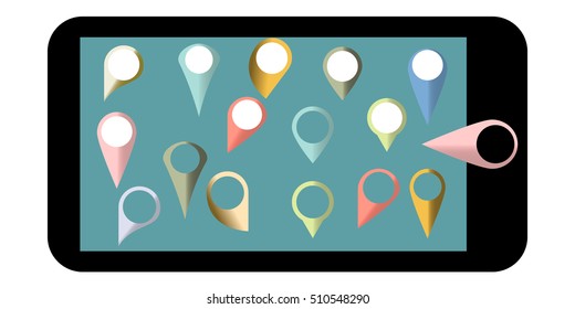 vector set of colored templates as gps location pins