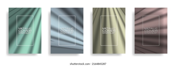 Vector set of colored wavy metallic minimalist covers. Simple abstract background for flyers or brochures