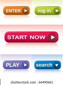 vector set of colored web buttons with reflection