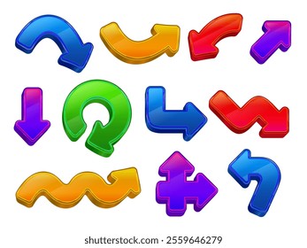Vector set of colorful 3d arrows, isolated