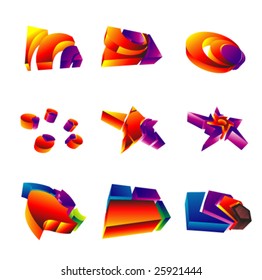VECTOR-Set mit farbigen 3D-Design-Elementen