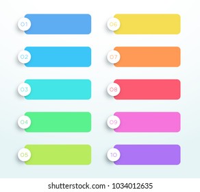 Vector Set Of Colorful 3d Text Banners Number 1 to 10