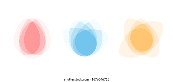 Vector set of colorful abstract banners. Trendy design. Round elements colored in overlap style, isolated on white background
