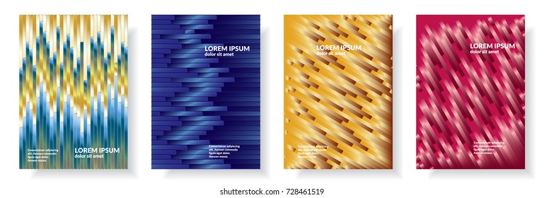 Vector set of colorful abstract cover design. Minimal geometric style with gradients and halftones.