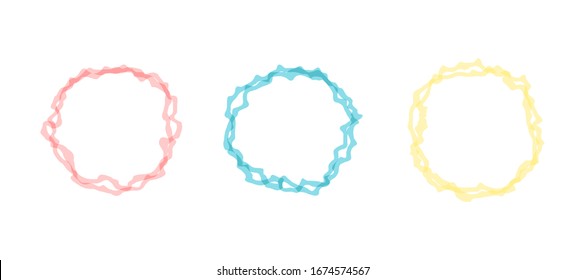 Vector set of colorful abstract frames. Trendy design. Round elements colored in overlap style, isolated on white background