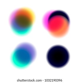 Vector set of colorful abstract gradient blurred circles.