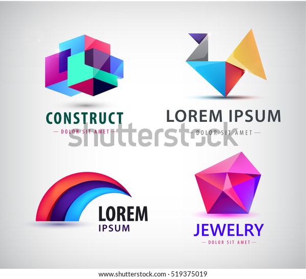 Vector Set Colorful Abstract Logos Design Stock Image Download Now