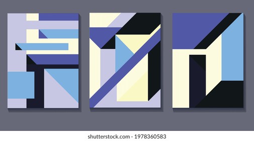 Vector Set Colorful Abstract Neoplasticism Cubism Stock Vector (Royalty ...