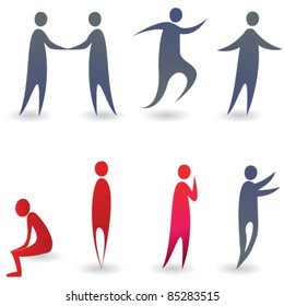 Vector set of colorful abstract people silhouettes