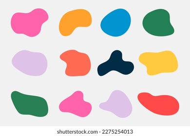 Vector set of colorful abstract shape stickers. Irregular shape.