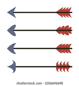 Vector set of colorful arrows for bow. Hipster geometric elements.  